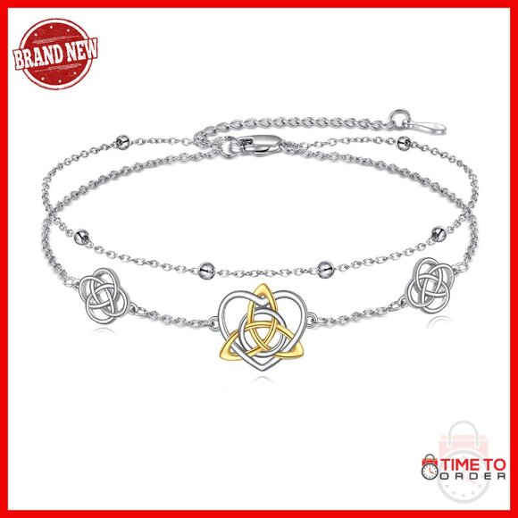 Sterling Silver Layered Bracelet with Charms 7in with Extender